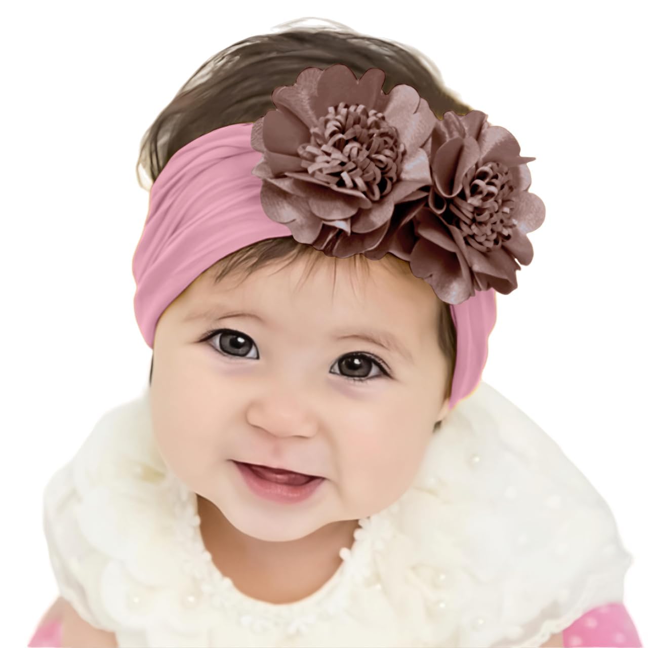 SYGA Pack Of 3 Baby Headbands Nylon Soft Strechable Bow Hairbands for Newborns, Infants, Toddlers and Kids 0-3 Years(BigRed, LightPink,WineRed)