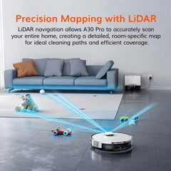 ILIFE A30 Pro Robotic Vacuum Cleaner with Self-Empty Station, 5000Pa Suction, LiDAR Navigation, Vacuum and Mop Combo, Multi-Floor Mapping, Customize Cleaning, Remote Control, App, Alexa & GH