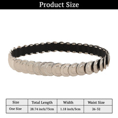 SYGA Metal Iron Belt For Women Retro Round Elastic Waistband With Skirt Suit Chain(Silver)