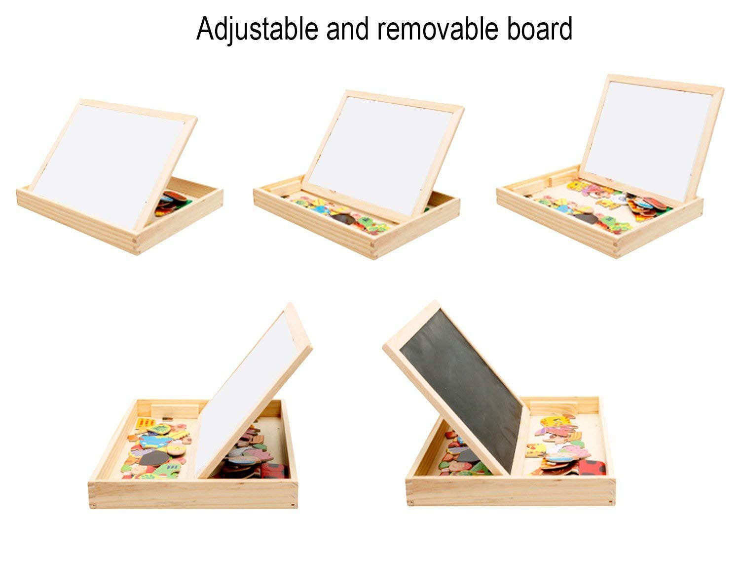 SYGA Wooden Kids Educational Toys Magnetic Easel Double Side Dry Erase Board Puzzles Games