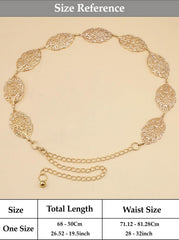 SYGA Women's Metal Belt, Fashionable And Versatile,Leaf Hollow Air Decorative Dress Waist Chain(Gold)