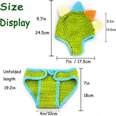 MOMISY Baby Photography Props, Includes Dinosaur Nappy Cover & Cap for Kids Parties Anniversaries Photography-Set of 2 Pieces-Light Green
