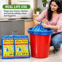 Clean India - Plastic Garbage Bags|6 Packs Of 30 Pcs | 19X21 Medium Disposable Garbage Trash Waste Dustbin Bags Of 54Cm X 48Cm (Ci19210008) - 180 Count