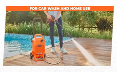 BLACK+DECKER BEPW1600 1300W 1600 PSI 110 Bar Pressure Washer for Car, Bike, Home & Garden Cleaning Use with Multiple Accessories Included, 1 Year Warranty, Orange & Black