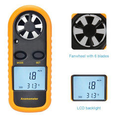 SYGA Anemometer, Digital LCD Wind Speed Meter Gauge Air Flow Velocity Measurement Thermometer for Windsurfing Kite Flying Sailing Surfing Fishing