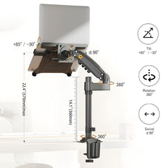 SYGA Adjustable Laptop Monitor Stand, Desk Mount with Full Motion Gas Spring Arm, Black