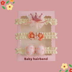 Baby Girl Hair Braids Lace Flower Headband, Pink