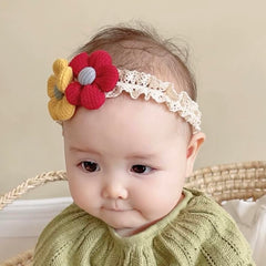 SYGA 3 Pcs Baby Girl Headband Soft Flower Bow Strechable Hairband Suitable For Newborns, Infants, Toddlers and Kids 0-3 Years(Color - 09)