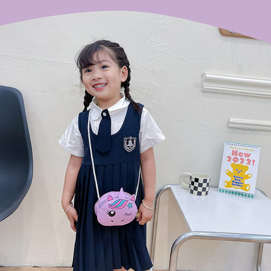 SYGA Children's Unicorn Sling Bag Small Mini Coin Bag Cartoon Backpack PU Leather Kitten Handbag for Toddlers Kids (Pink)