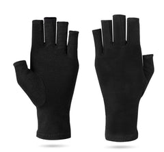 MOMISY Arthritis Gloves Women Men Hand Fingerless Compression Wrist Support Therapy Relieve Pain from Rheumatoid RSI Carpal Tunnel for Typing Dailywork-1 Pair, BlackSimple, L