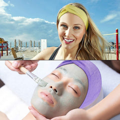 MOMISY set of 4 Terry Cloth Facial Spa Head Wrap Stretch Towel Yoga Sport Multiuse Non-Slip Stretchable Elasticized Headband-Random color (4 pieces)