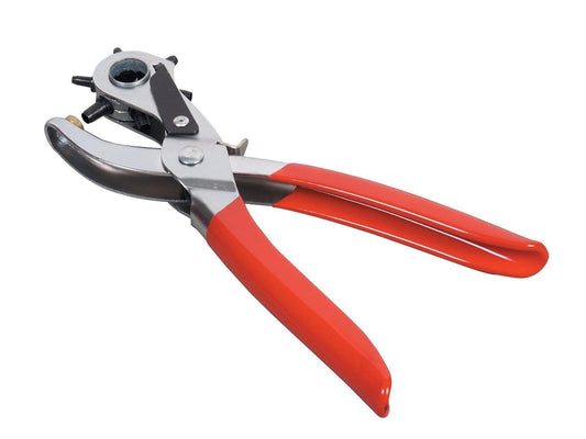 Syga Iron 6 Sizes Revolving Leather Hole Punch Plier for Quick Size Adjustment (Red)
