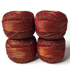 Adikala Metallic Cotton Tatting Shuttle, Crochet Dori Balls for Knitting, Weaving, Embroidery and Craft Making_(Set of 4)- 100GMS (Golden)