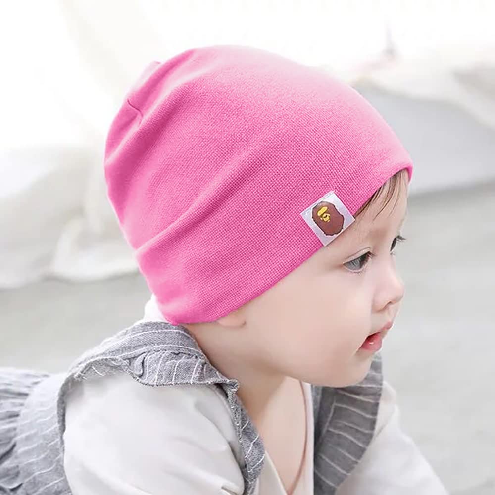SYGA Unisex Cotton Cap Knitted Baby Cap Piece PlainCap_Black_S 6M - 5YEARS