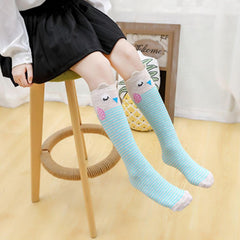 MOMISY 1 Pair of Baby Spring Winter And Autumn Combed Cotton Long Tube Knee-High Socks Suitable Age of 3 to 12 Years (GreenStripe, 3-12Y)