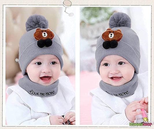 SYGA Unisex Baby Cap for Infant Taddy Winter Cap 12-24 Month - Beige