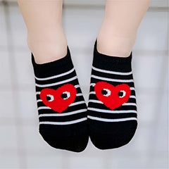 MOMISY 5 Pairs Baby Kids Girl Boys Tube Socks Toddlers Comfortable Ankel Length gifts (IN, Age, 6 Years, 8 Years, StripedHeart)