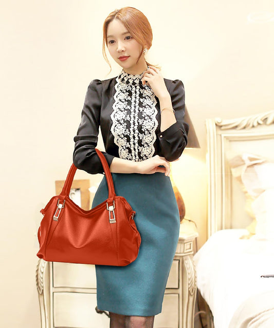 SYGA Women's Large Capacity Casual Crossbody Bag, One Shoulder Strap, Pu Leather Handbags(Orange)