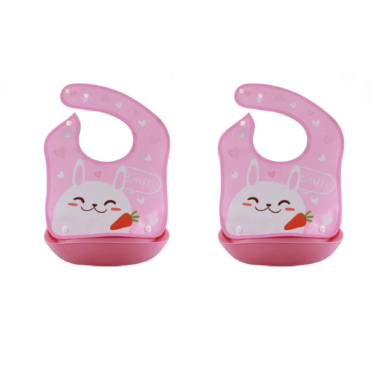 Syga 2 Pieces Baby Bibs Waterproof Silicone Roll up Washable Crumb Catcher Baby Feeding Eating Bib for 6 Months to 2 Years Unisex Baby (Multicolour)