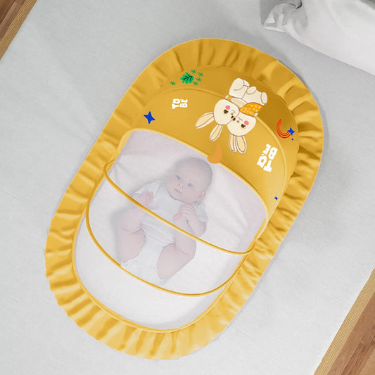 SYGA Foldable Baby Mosquito Net Protect Your Little One from Insects and Bugs Baby Bottomless Net for Baby Safe & Easy Use(Rabbit-Yellow)