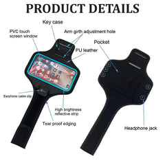 MOMISY Armband Arm Band Bag for Mobile for Cycling, Running, Jogging, Gym Exercise, Outdoor Sports Waterproof Compatible with iPhone & Other Phones, Size up to 7.0 inch (Blue)