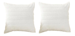 MOMISY Corduroy Cushion Throw Pillow Covers Pink 45 x 45cm, 18x18 inch (White, 2)