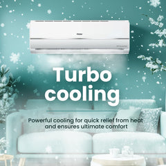 Haier 1 Ton 3 Star Twin Inverter Split AC (Copper, 7 in 1 Convertible, Frost Self Clean, HD Filter, Cools at 54Â°C, Long Air Throw - HSU11V-TMS3BN-INV,White)