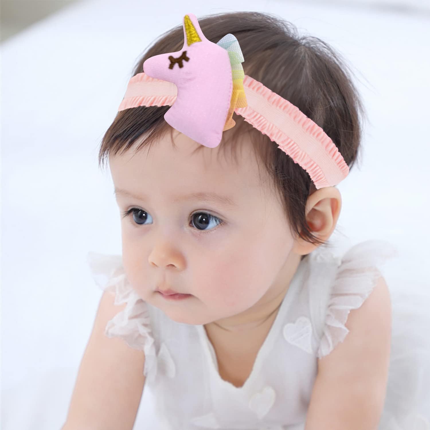 SYGA 3 Pcs Children Girl Baby Elastic Hairband Princess Wind Bow Flower Headband Suit Baby Headdress Photo Hair Accessories for 0-3 Years (Color - A) - Multicolor