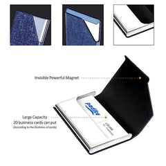 MOMISY PU Leather Professional Business Visiting Card Case Wallet Debit Credit ATM Card Holders for Men & Women (6.5 x 1.25 x 9.5 cm) (Blue)