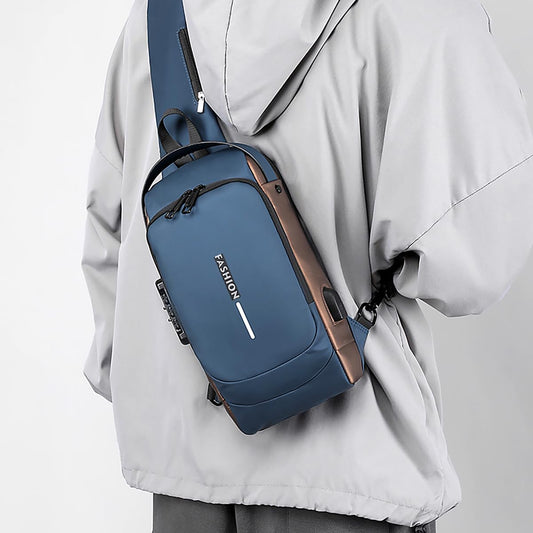 SYGA Men & Women Motorcycle Bag Code Anti-Theft Chest Bag Men's Bag Shoulder Bag Sports Waist Bag Casual(Blue)