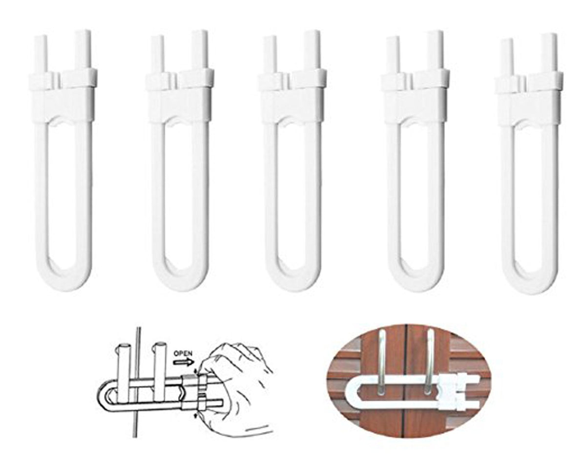 Sliding Child Safety Cabinet Locks, U Shaped Baby Proof Cupboard Kitchen Lock, Childproof Cabinet Latch Kid Safety for Knobs and Handles Home Furniture Door (Pack of 2)