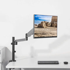 SYGA Monitor Stand Arm Desk Mount Fully Height Adjustable Bracket with C-Clamp & Gronment 180°Tilt Rotation Supports 22 to 35 Inch Monitors and TV - Single MSE03