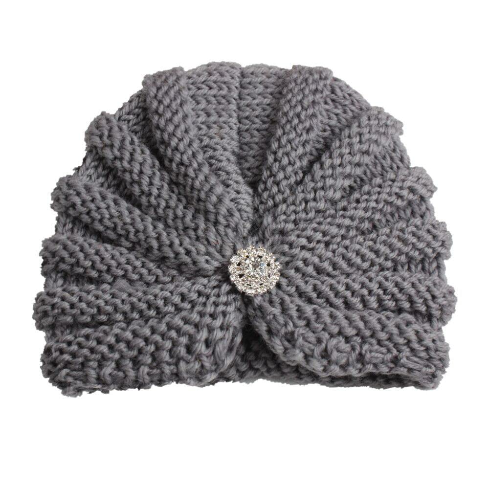 SYGA Baby Turban Winter Cap Handmade Woolen Warm Knit Infant Toddler Unisex Baby Hat 0-3 Years (Black)