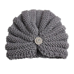 SYGA Baby Turban Winter Cap Handmade Woolen Warm Knit Infant Toddler Unisex Baby Hat 0-3 Years (Black)
