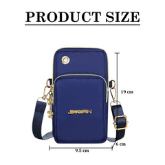 MOMISY Small Cross Body Bag, Multifunction 3 Layer Mini Shoulder Bag Phone Purse Armband with Headphone Port for Teens Girls Ladies Women (Dark Blue)