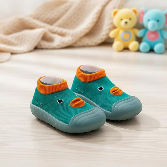 MOMISY Baby Anti-Skid Shoe Socks, Rubber Sole, Unisex, Low Top, Indoor Casual Wear, 3 Pairs (IN, Age, 6 Months, 12 Months, Green)