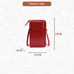 MOMISY Multi-Function Crossbody bags for Women Mobile Cell Phone Holder Card Pocket Bag Stylish PU Leather Sling Bags for Women Girls Purse Wallet Mini Shoulder Bags-Crocodile Pattern (Red)