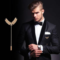 SYGA Men's Retro Crystal Flower Lapel Pin, Small Suit Brooch with CZ Stones, Silver
