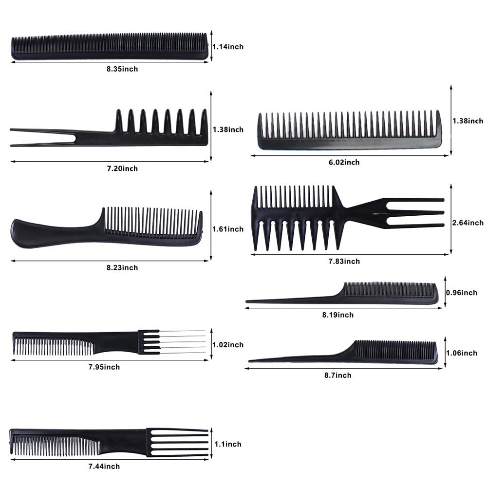 Syga Set Of 10 Professional Hair Cutting & Styling Comb Kit