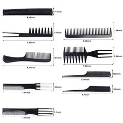 Syga Set Of 10 Professional Hair Cutting & Styling Comb Kit