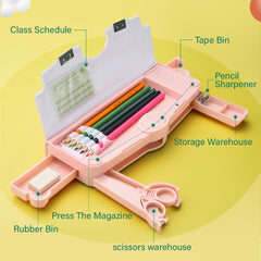 SYGA Children's Compass with Unicorn Design Pencil Box for Boys and Girls, Primary School Students, Multi-Functional (Pink)