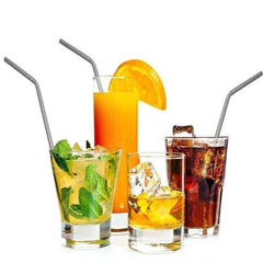 SYGA 8 Pieces Stainless Steel Straws Reusable, Metal Drinking Straws for Smoothie, Milkshake, Cocktail and Hot Drinks