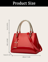 SYGA Women's Glossy Patent Leather Handbag Large Capacity Bag Suitable Gift for a festival,occasion,Birthday(RED)