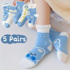 SYGA 5 Pairs Baby Girl & Baby Boy Socks, Toddlers Infant Cotton Stretch Crew Socks Suitable for 2-5 year baby