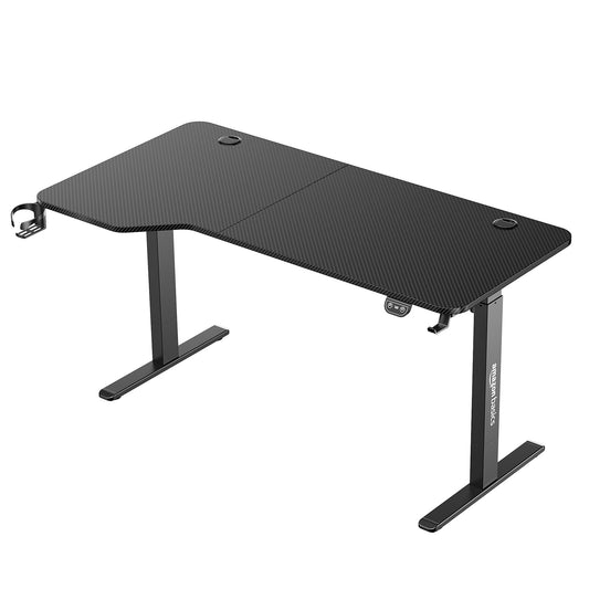 amazon basics Multipurpose Electric Wood Table Desk | Adjustable Height | Ergonomic | Sit & Standing Desk | Digital Display with Memory Preset Option (Black)