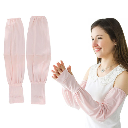 MOMISY UV Sun Protection Arm Sleeves for Women, Loose-Fit Cooling Cover, 1 Pair (Pink)