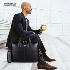 HAMMONDS FLYCATCHER Men Genuine Leather Office Bag - Laptop Bag - Padded Laptop Compartment, Fits 14 Inch Laptop - Adjustable Strap, 1 Year Warranty - Office, Travel, Daily Use - Brushwood, Brown