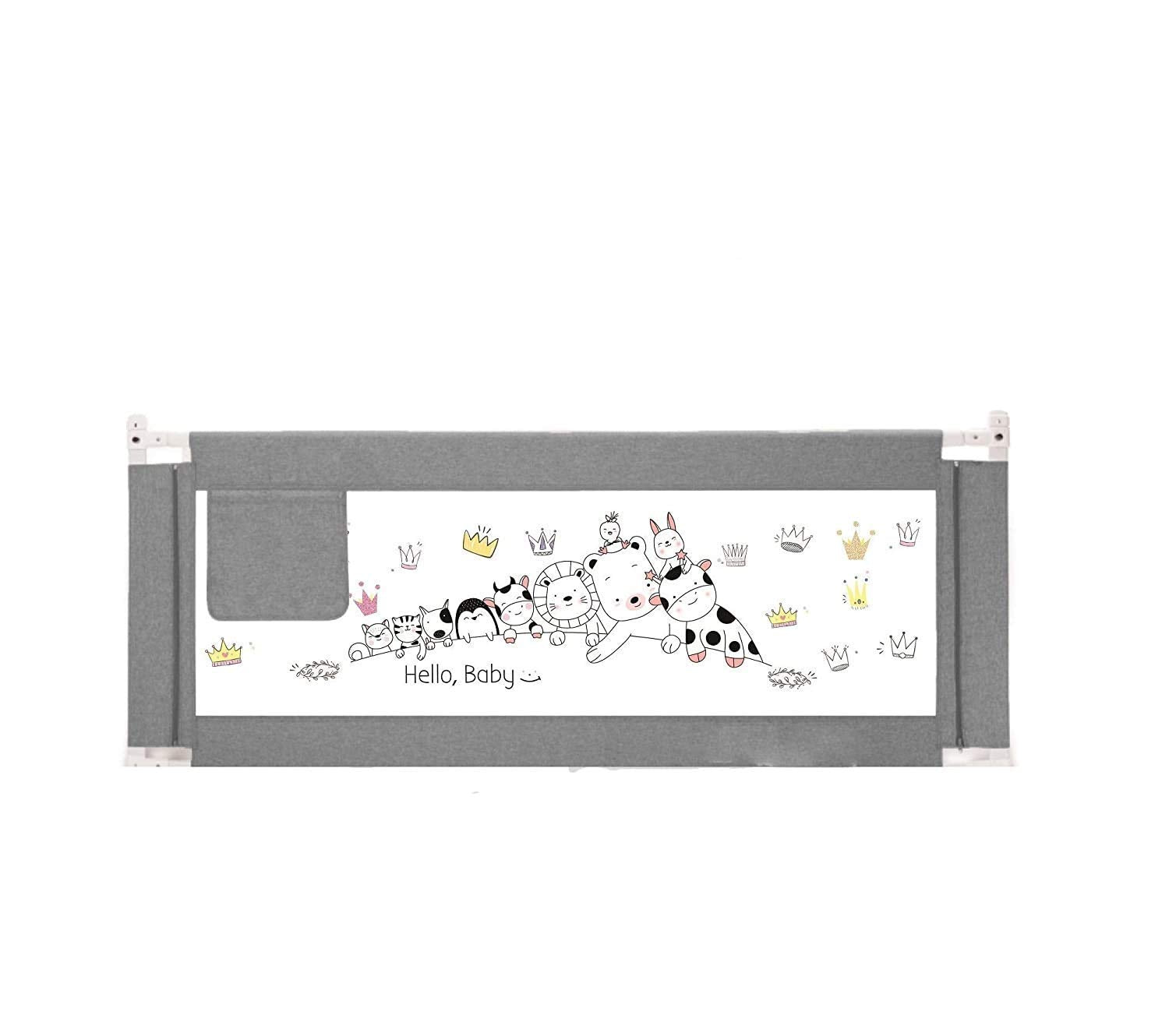 Syga 1.8 Meter Animal Print Baby Safety Bed Rail_Grey