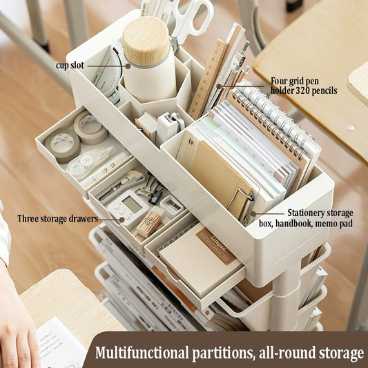 SYGA Removable Multifunctional Book Storage Rack Shelf Living Room Layered Plastic Sundries Storage One Generation(Offwhite)