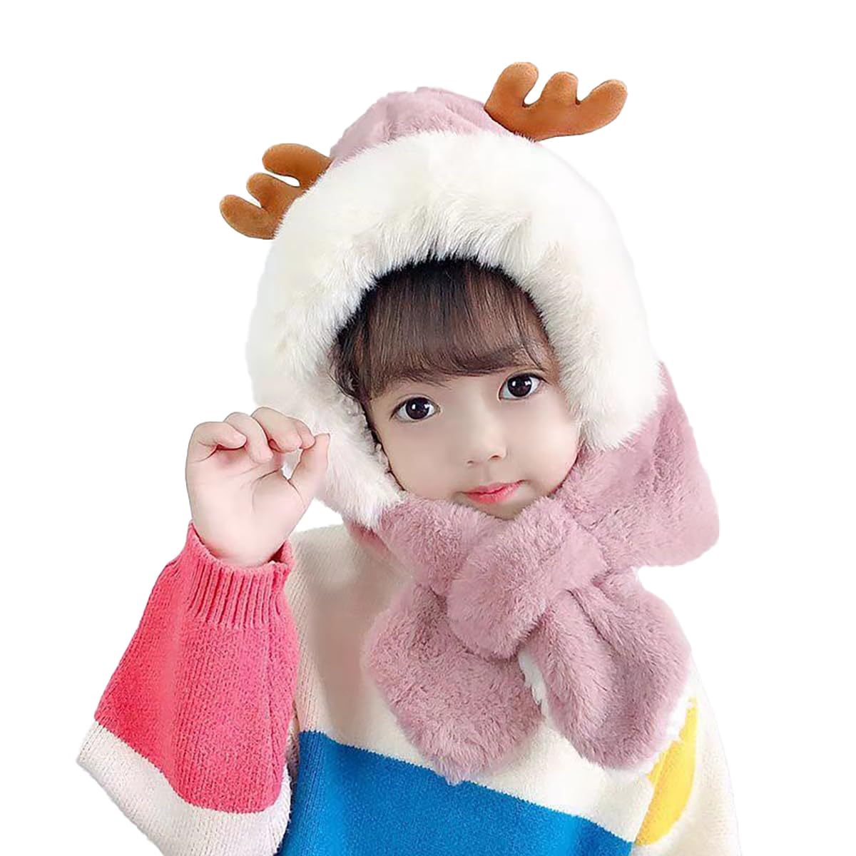 SYGA Baby Winter Beanie Hat Animal Shaped Warm Cap and Scarf (2-6